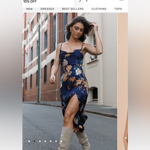 Petal & Pup Navy Blue Silk Floral dress. US size 6 - Picture 7 of 9